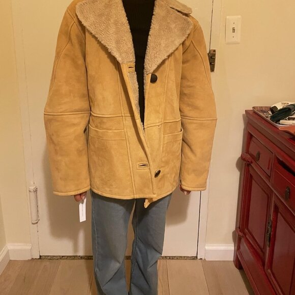 Reformation Veda Luca Suede Shearling Coat XS (Parmesan/Tan) - NWT - Picture 2 of 14